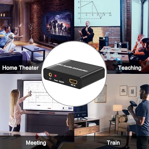 192KHz HDMI ARC Audio Extractor,ARC to Optical Coaxial RCA Adapter for TV | Includes Power Cord;Supports Digital Optical (TOSLINK), SPDIF, Coaxial, and Analog 3.5mm RCA Stereo output - size: ARC-N