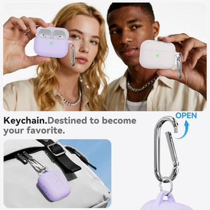 Ljusmicker for AirPods Pro 3 Case 2025 with Cleaner Kit,Purple | Soft Silicone Protective Cover for Apple AirPod Pro 3rd Generation Case with Keychain for Women Men,Shockproof - color: B-Purple