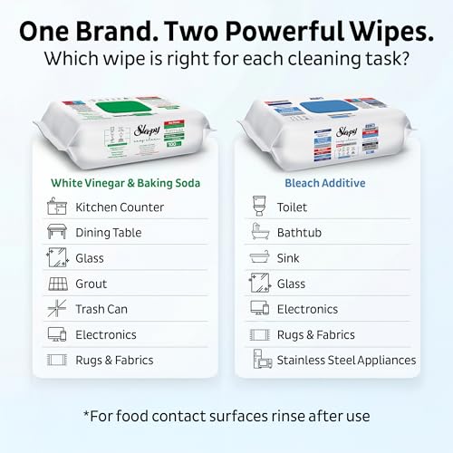 Sleepy Easy Clean XL Multi Surface Cleaning Wipes (600 Count) – Natural Vinegar & Baking Soda Formula – Jumbo 8"x8" All Purpose Wet Wipes for Kitchen, Bathroom, Glass & Electronics – No Streak - size: 6 Pack (600 Count)