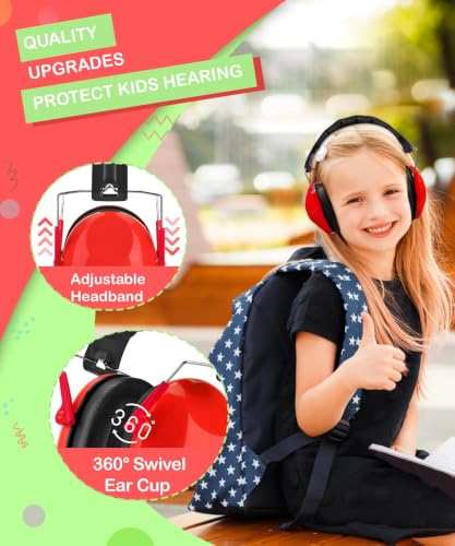 ZOHAN 032 Kids Noise Cancelling Headphones - 25dB NRR Kids Ear Protection, Hearing Protection Safety Ear Muffs for School Monster Truck Fireworks Traveling Studying Concerts Autism - Red - color: Red