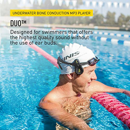 FINIS Duo Underwater MP3 Player - Bone Conduction Swim Headphones - Waterproof Audio - 4GB - MP3/WMA Compatible - 7 Hr