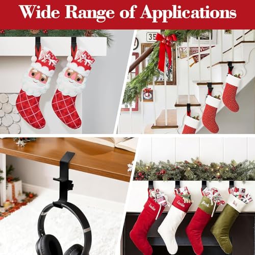 Clamp-On Under Desk Headphone Holder Backpack Hook Students' Desk Hook with Adjustable Arm Clamp Women's Bag Handbag and Christmas Stockings Holder Hanger (4 Black, 4) - style: 4 Black