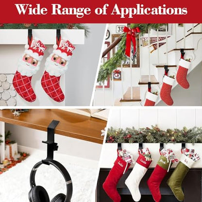 Clamp-On Under Desk Headphone Holder Backpack Hook Students' Desk Hook with Adjustable Arm Clamp Women's Bag Handbag and Christmas Stockings Holder Hanger (4 Black, 4) - style: 4 Black