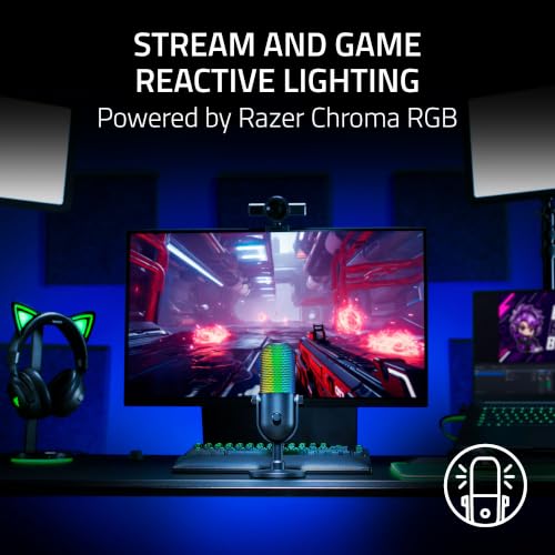 Razer Seiren V3 Chroma 32‐Bit DSP, USB-C Microphone for PC & Mac, Pink | AI Audio Processing, Noise Isolation, Tap-to-Mute, Supercardioid Condenser Mic, Chroma RGB, Discord, OBS Studio, Streamlabs