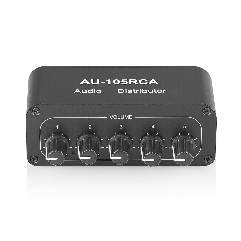 Mini 1-IN-5-OUT Audio Switcher Box HiFi Stereo RCA Audio Splitter/Selector