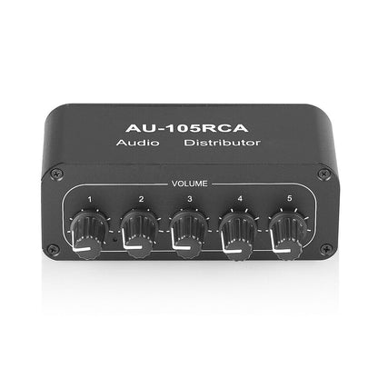 Mini 1-IN-5-OUT Audio Switcher Box HiFi Stereo RCA Audio Splitter/Selector