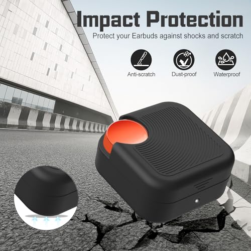 for CMF Buds/CMF Buds 2a Case with Cleaner Kit, Anti-Scratch Shockproof Silicone Protective Case with Lanyard Accessories,Front LED Visible(Black) - color: Black