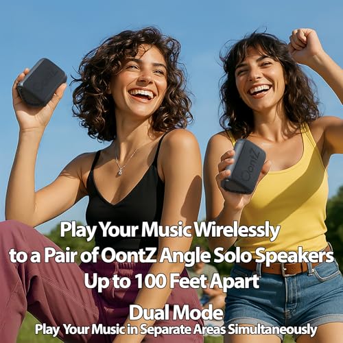 OontZ Angle Solo Compact Bluetooth Speaker, 14-Hour Playtime | Compact 5W Bluetooth speaker with clear sound, 100-ft range, IPX5, mic, AUX Input and USB-C Charging Cable. - color: Black