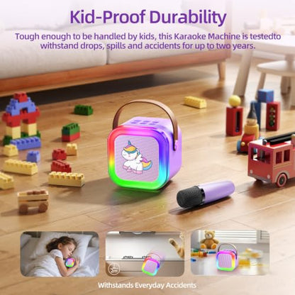 Kinglucky Mini Karaoke Machine for Kids, Top Birthday Gift Pick for Girls Ages 3-12 Years Old, Kids' Personal Video Players Accessories with 2 Mics Singing Present Toy Purple - color: Purple