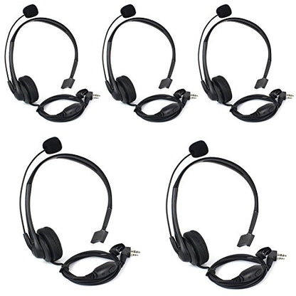 KENMAX® 2 Pin Headband Microphone Mic Earpiece for Two Way Radio BaoFeng UV-5R UV-B5 UV-B6 BF-888S WOUXUN TG-UV2 KG-UVD1P PUXING PX-888K Keenwood TK-3107 - color: Pack of 5