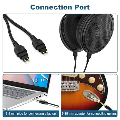 Saipomor Replacement Coiled Audio Cable Compatible with Sennheiser HD660S HD6XX HD650 HD58X HD600 HD580 HD565 HD545 HD535 Headphones – Dual 2-Pin to 3.5mm & 6.35mm Stereo Cable, 5-10FT Coiled Cord