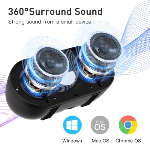 USB Computer Speaker with Built-in Microphone, Mini Soundbar Speaker for Desktop Laptop PC, Plug & Play USB Powered Small Sound Bar,Mini Speaker,360° Surround Sound for Gaming Music Movie - size: H015