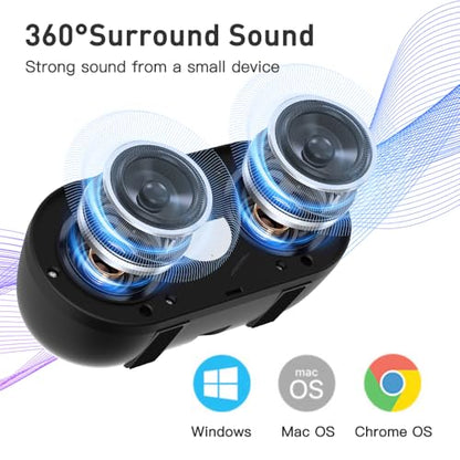 USB Computer Speaker with Built-in Microphone, Mini Soundbar Speaker for Desktop Laptop PC, Plug & Play USB Powered Small Sound Bar,Mini Speaker,360° Surround Sound for Gaming Music Movie - size: H015