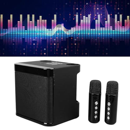 Asixxsix Karaoke Machine, Portable Bluetooth Speaker with 2 Wire Less Microphones, Portable Bluetooth Karaoke Speaker with 2 Wire Less handheled Microphones for Home Party