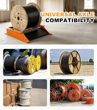 450lb Cable Drum Roller Stand,Fits 28" Reel,Heavy Duty Wire Spool Dispenser | Steel Frame,Rustproof Coat,No Assembly,Portable Handle,6 Adjustable Positions,Loading Ramp,for Industrial Electrical Home Use