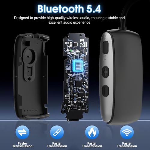 Bluetooth 5.4 Transmitter Receiver for 2 AirPods or BT Devices, Wireless Adapter for Flight, TV, PC and Gym, Switch, Bluetooth Wireless Transmitter with Dual Link AptX Adaptive/Low Latency/HD Audio
