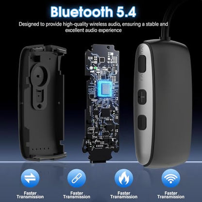 Bluetooth 5.4 Transmitter Receiver for 2 AirPods or BT Devices, Wireless Adapter for Flight, TV, PC and Gym, Switch, Bluetooth Wireless Transmitter with Dual Link AptX Adaptive/Low Latency/HD Audio