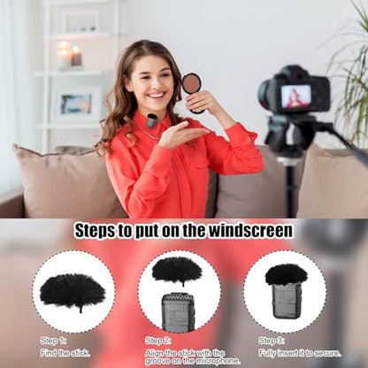2 Pack Mic Windscreen for DJI MIC 2, Furry Wind Muff Mic Foam Mic Cover Pop Filter for Microphone (Black)
