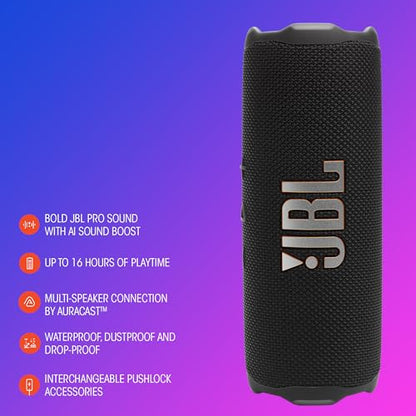 JBL Flip 7 Portable Bluetooth Speaker, Waterproof and Drop-Proof - Squad | Up To 16 Hours Playtime, IP68 Dustproof Build, Clip-On Loop, USB C Lossless Audio, Links With Other Speakers For Outdoor Use - color: Squad