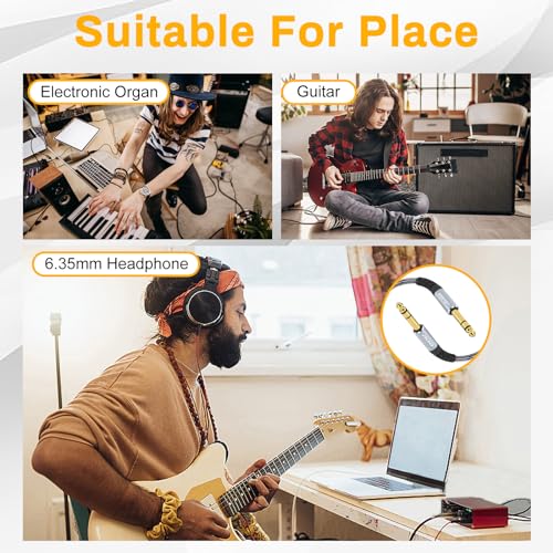JOLGOO 1/4 Inch TRS Instrument Cable 20 FT 2-Pack, Quarter inch Audio Cable, 6.35 Balanced Interconnect Line for Electric Guitar, Bass, Keyboard, Mixer, Amplifier, Speaker, Electric Mandolin - color: Grey, size: 20 Feet, style: TRS Cable 2-Pack