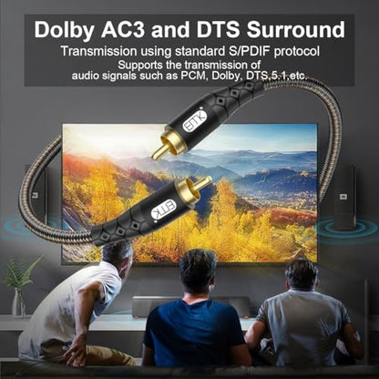 EMK RCA to RCA Subwoofer Cable – 24K Gold-Plated Connector Nylon Braided Double Shielded Audio Cable Digital&Analog Signal Support for Amplifiers Subwoofer Home Theater Hi-Fi Systems Black/10ft/3m - size: 10ft/3m, style: Black*RCA to RCA