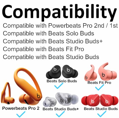 A-Focus [ 8 Pairs ] for Powerbeats Pro 2 Ear Tips L/M/S/Double Flange 4 Size Soft Silicone Replacement Fit in Case Eartips Earbuds Wing Earplug Gel Cover Compatible with Powerbeats Pro 2nd Black