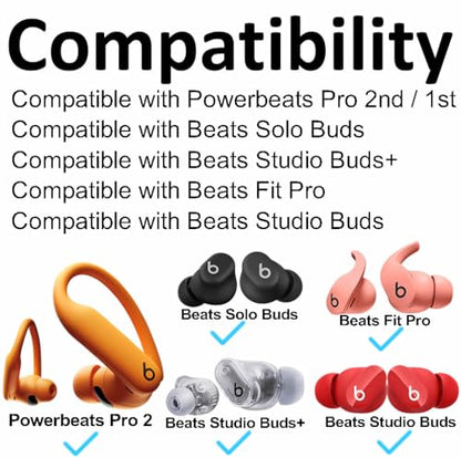 A-Focus [ 8 Pairs ] for Powerbeats Pro 2 Ear Tips L/M/S/Double Flange 4 Size Soft Silicone Replacement Fit in Case Eartips Earbuds Wing Earplug Gel Cover Compatible with Powerbeats Pro 2nd Black