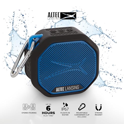 Altec Lansing HYDRATREK Magnetic Bluetooth Speaker, Waterproof IP67, 5W RMS Output, True Wireless Pairing, USB-C Quick Charge, 3.7V 400mAh Battery, Voice Assistant, Perfect for Any Adventure - color: Black/Royal Blue