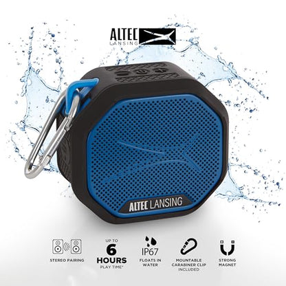 Altec Lansing HYDRATREK Magnetic Bluetooth Speaker, Waterproof IP67, 5W RMS Output, True Wireless Pairing, USB-C Quick Charge, 3.7V 400mAh Battery, Voice Assistant, Perfect for Any Adventure - color: Black/Royal Blue