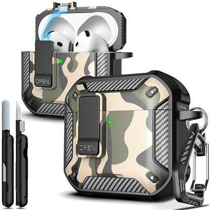 for AirPods 4 Case with Lock Magnetic Lid MagSafe, Camo | Compatible with Apple AirPods 4th Generation Protective Case with Cleaner Kit & Carabiner, Powerful Drop Protection - color: FK-Camo, size: Airpods 4th Generation