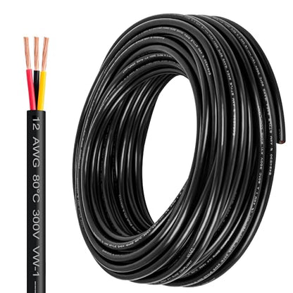 12 Gauge Wire 3 Conductor,12 AWG Electrical Wire Stranded PVC Cord Oxygen-Free Copper Cable,50FT 3 Core Pure Copper Flexible Cable Wire for LED Lamp Lighting Strips Automotive (12AWG-3C, 50FT)… - size: 50FT, style: 12AWG-3C