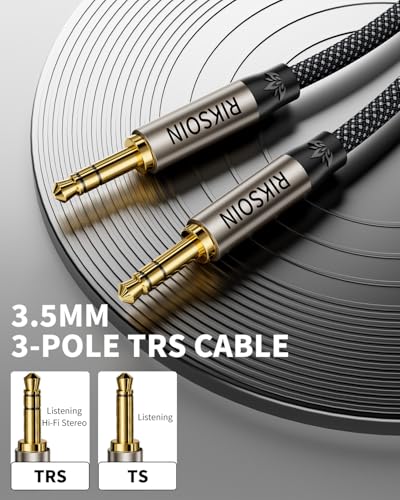 3.5mm Nylon Braided Aux Cable 4FT, Silver-Plated Wire Core Male to Male Cord for Headphones Car Home Stereos Speaker Compatible with iPhone iPad iPod Echo More - size: 1.2m/4FT