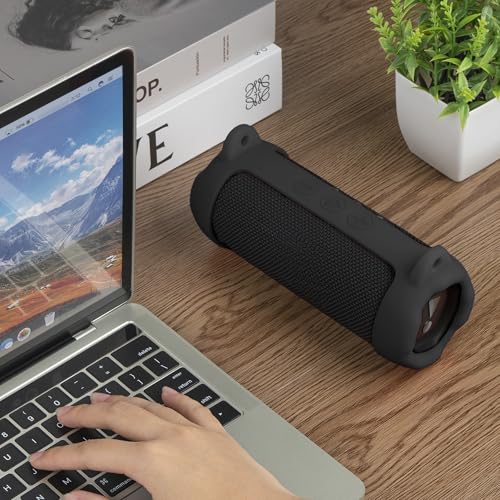 Geekria Silicone Carrying Sleeve Compatible with JBL Flip 7, Portable Speaker Case with Shoulder Strap, Shockproof Travel Cover for Outdoor, Beach, Camping (Black) - color: Black