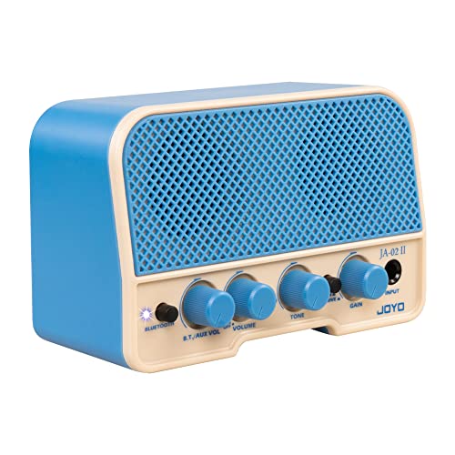 JOYO 5W Mini Guitar Amp Portable Electric Guitar Practice Amplifier with Bluetooth 5.0, Clean/Overdrive Channels, Rechargeable Battery, AUX & Headphone Out (JA-02 II Blue) - color: Blue