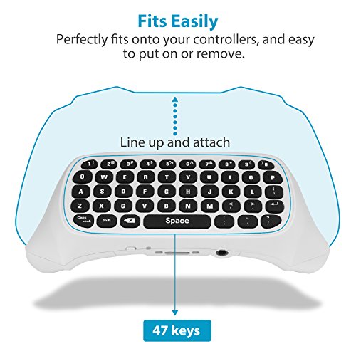 MoKo Green Backlight Keyboard for Xbox One Controller, White | Wireless Chatpad with Headset & Audio Jack, Xbox Accessories fit Xbox One/One S/ Elite/2, Series X/S, 2.4G Receiver Included - color: White