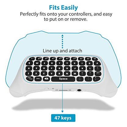 MoKo Green Backlight Keyboard for Xbox One Controller, White | Wireless Chatpad with Headset & Audio Jack, Xbox Accessories fit Xbox One/One S/ Elite/2, Series X/S, 2.4G Receiver Included - color: White