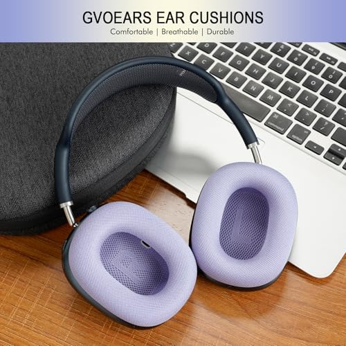 Upgraded Ear Cushions for Apple AirPods Max, Mesh Ear Pads Replacement | Air Pods 1 & 2 Over-Ear Headphones Ear Cups with Original Silicone Design (Purple) - color: Purple
