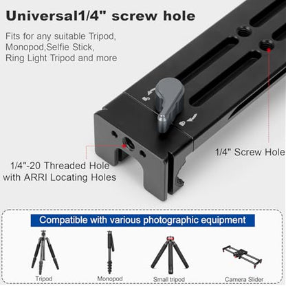 koolehaoda Aluminum iPad Tripod Holder Mount Adapter with 2 Arca Dovetail Mounts, 1/4" Screw & Cold Shoe (5.4” to 13”) Adjustable Universal Tablet Clamp Video Recording for iPhone iPad Air Mini | Universal Adjustable Tripod Mount 1/4" Screw CNC Quick Rele