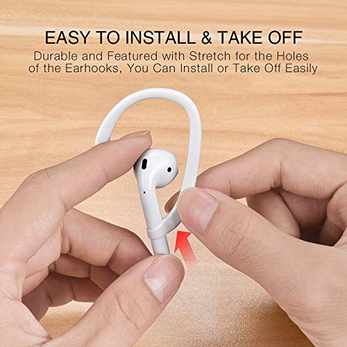 Ear Hooks for Apple AirPods Pro 2/1 & AirPod 4-1, White | Comfortable to wear, Anti Slip Sports Hooks, Easy Install and Take off, Compatible with all AirPods Model (Except Pro 3) - color: White
