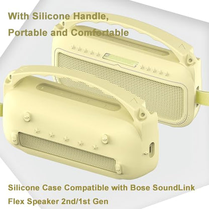 JCHPINE Silicone Cover Case for Bose SoundLink Flex Speaker 2nd Gen | Accessories Compatible with Bose SoundLink Flex 2, Protective Case with Shoulder Strap (Citrus Yellow) - color: Citrus Yellow