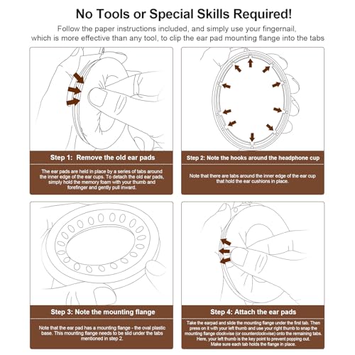 Aurivor Leather Ear-Pads Cushions for Bose QuietComfort QC-35 QC-35-ii QC-25 QC-15 QC-2 Headphones, Lambskin Replacement Ear Covers for Ae2/Ae2i/Ae2W SoundLink SoundTrue Around-Ear Headsets(Brown)