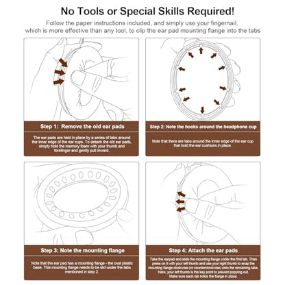 Aurivor Leather Ear-Pads Cushions for Bose QuietComfort QC-35 QC-35-ii QC-25 QC-15 QC-2 Headphones, Lambskin Replacement Ear Covers for Ae2/Ae2i/Ae2W SoundLink SoundTrue Around-Ear Headsets(Brown)