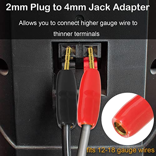 2mm Banana Plug Screw Type to 4mm Banana Socket Speaker Audio Pin Male Connector Adapter Gold-Plated Jack Terminal for Amplifiers, 16 PCS