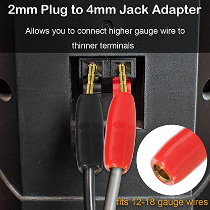 2mm Banana Plug Screw Type to 4mm Banana Socket Speaker Audio Pin Male Connector Adapter Gold-Plated Jack Terminal for Amplifiers, 16 PCS