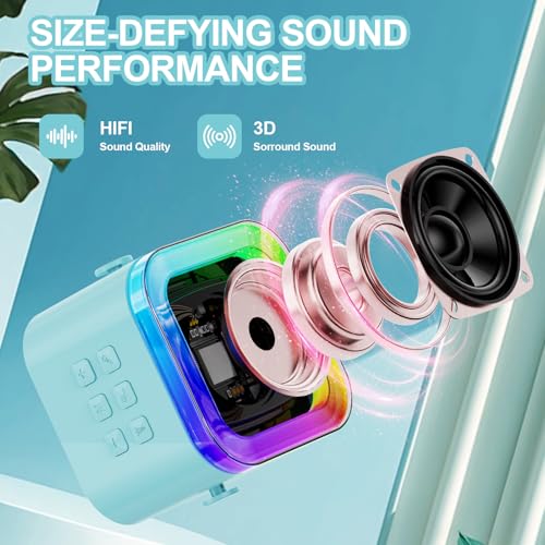 Kids Karaoke Machine Toy Ages 3-12, Wireless Mic BT Speaker, Blue - 1 Mic | Voice Changer, LED Party Lights, Duets, BT 5.3, Mini Rechargeable Portable, Christmas Birthday Gifts for Toddler Boys & Girls - color: Blue - 1