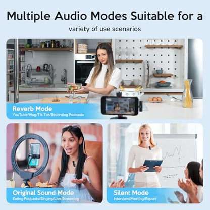 Wireless Mini Microphone for iPhone Android, Lapel Mic for Video Recording