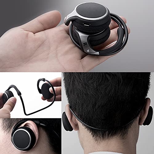 Small Bluetooth Headphones Wrap Around Head - Sports Wireless Headset with Built in Microphone and Crystal-Clear Sound, Foldable and Carried in The Purse, and 12-Hour Battery Life, Black - color: Black