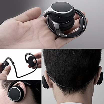 Small Bluetooth Headphones Wrap Around Head - Sports Wireless Headset with Built in Microphone and Crystal-Clear Sound, Foldable and Carried in The Purse, and 12-Hour Battery Life, Black - color: Black