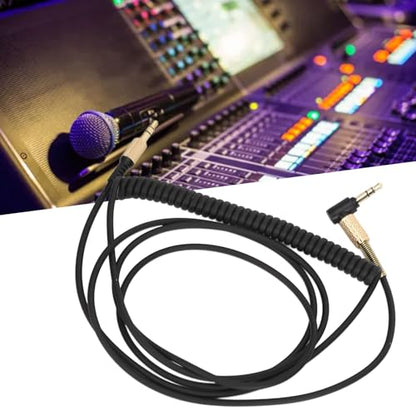 Qinlorgo Headphone Cable, Gold Plated 3.5mm Male to Male Coiled Audio Aux Cord with Premium Steel Spring Relief, Ideal for Monitor 2 II Mid A.N.C Major 3 III IV 4 Bluetooth Headphones