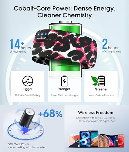 MUSICOZY Bluetooth 5.4 Sleep Headphones Headband Sports Wireless Audio | Earbuds 2 in 1 Design with Breathable Stretch Fabric, HD Stereo Sound Speakers for Workout Yoga Running, Nighttime Sleep Use - color: Black Red Lip